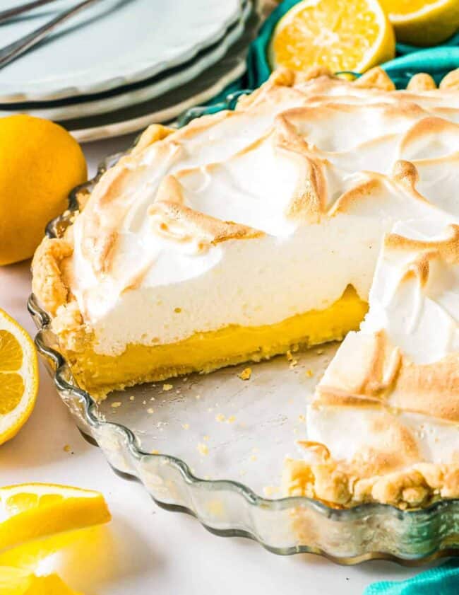sliced lemon meringue pie