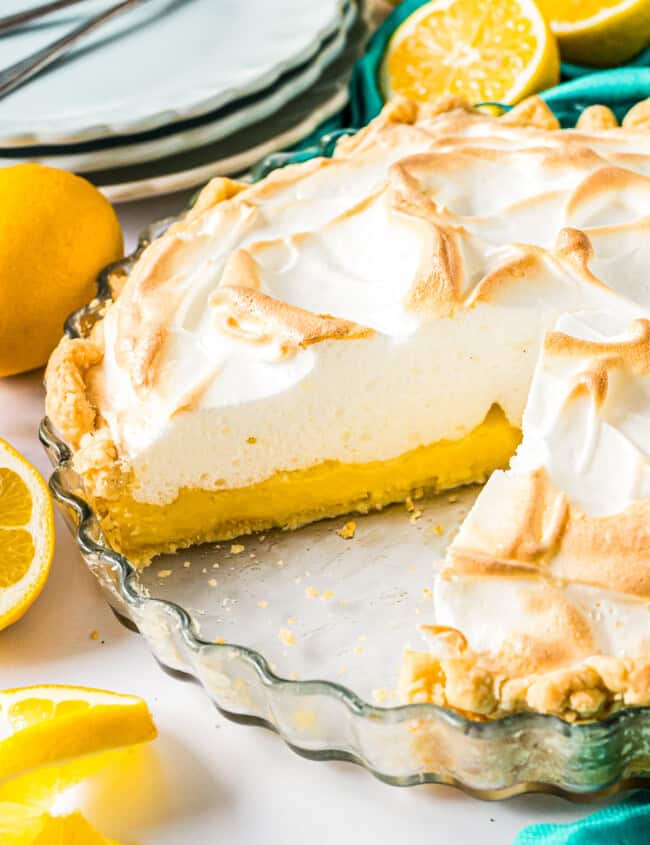 sliced lemon meringue pie