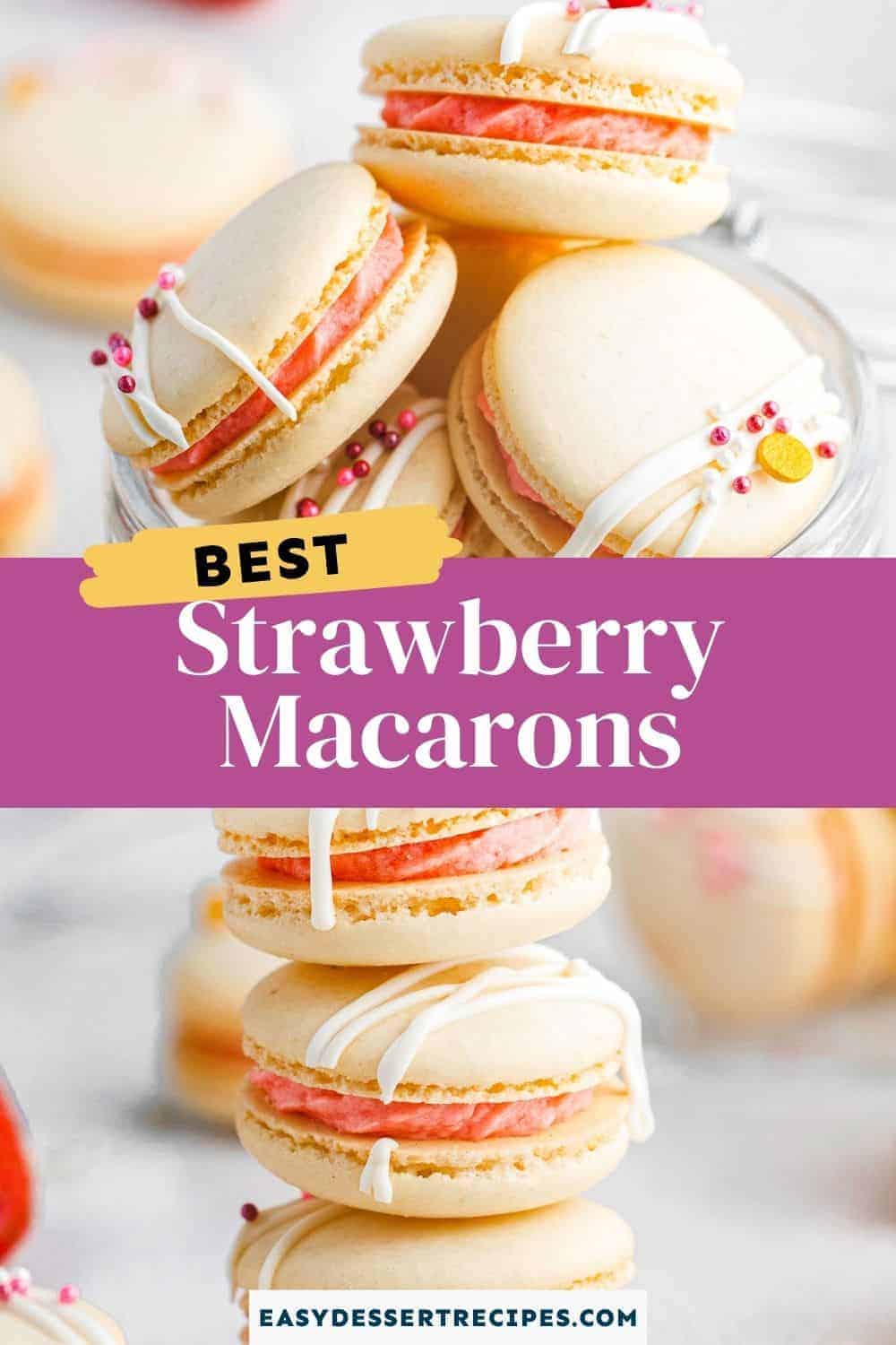 strawberry macarons pinterest collage