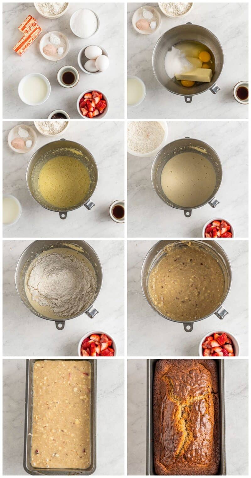 step by step photos for how to make strawberry pound cake