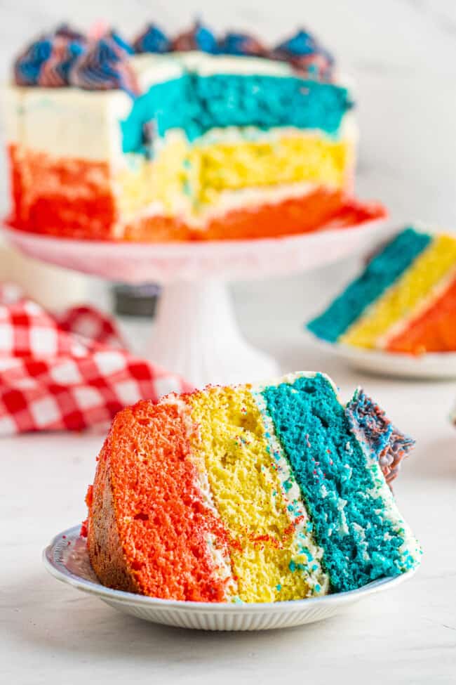 4th of July Cake (Red White and Blue Layer Cake) Recipe - Easy Dessert ...