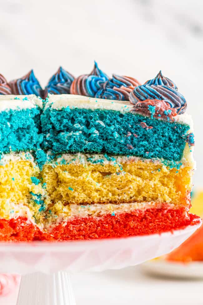 4th of July Cake (Red White and Blue Layer Cake) Recipe - Easy Dessert ...