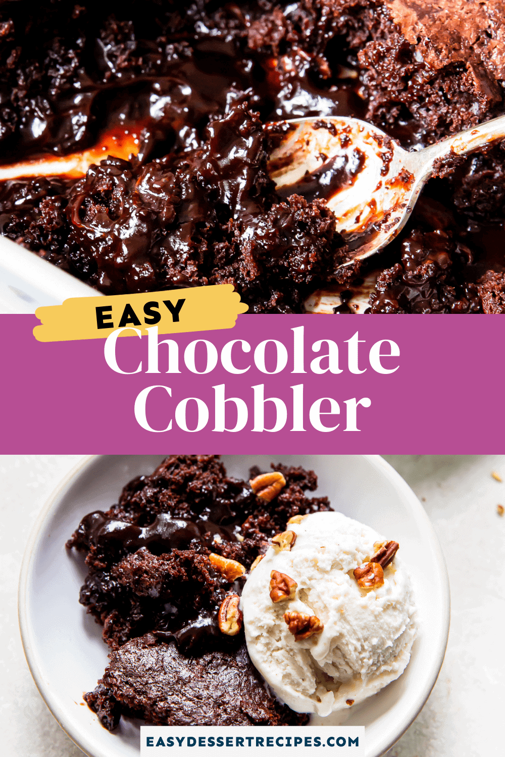 chocolate cobbler pinterest collage