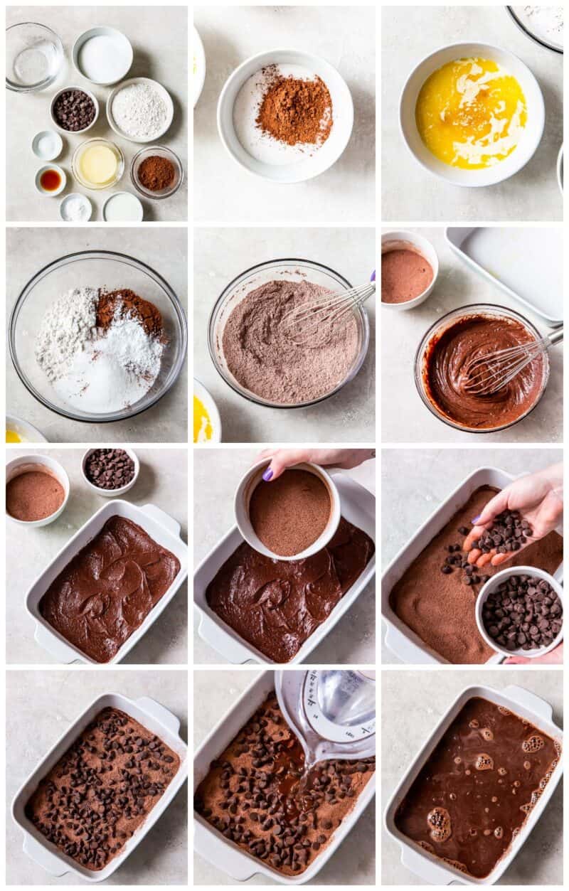 step by step photos for how to make chocolate cobbler