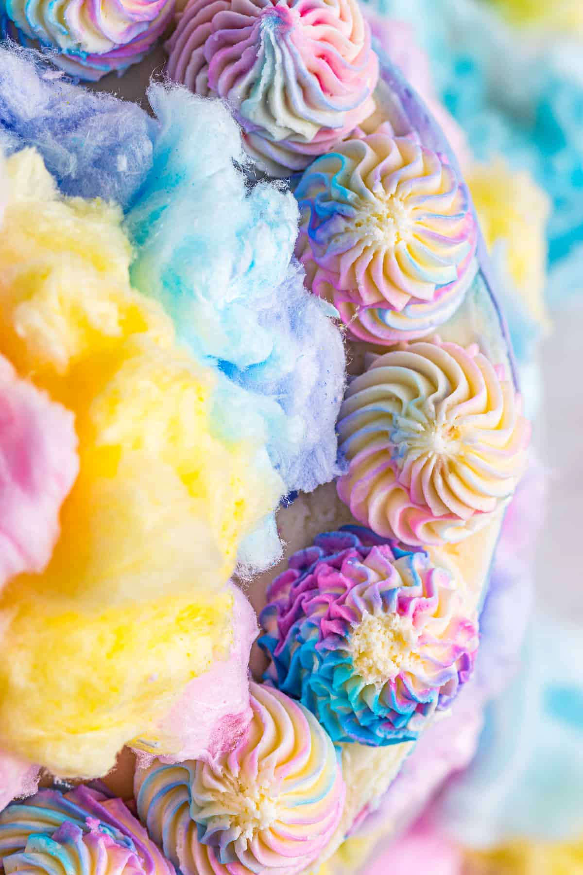 overhead image of cotton candy cake