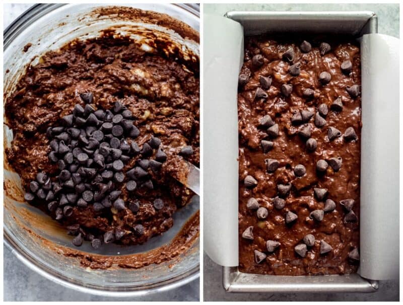 step by step photos for how to make double chocolate banana bread