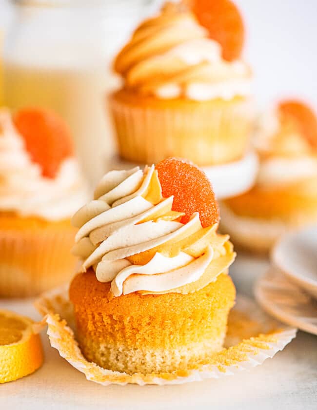 unwrapped orange creamsicle cupcake