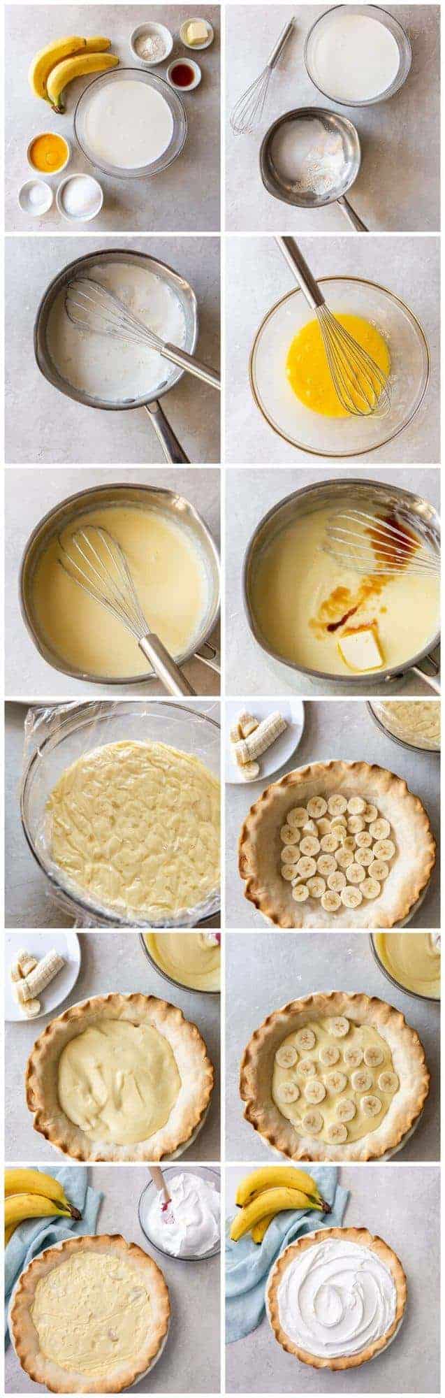 step by step photos for how to make banana cream pie