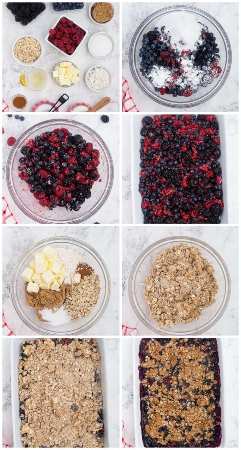 step by step photos for how to make berry crisp