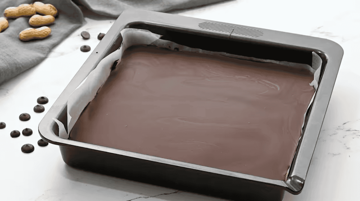 set buckeye bars in a baking pan.