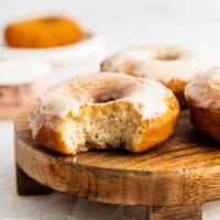 bite out of glazed donuts