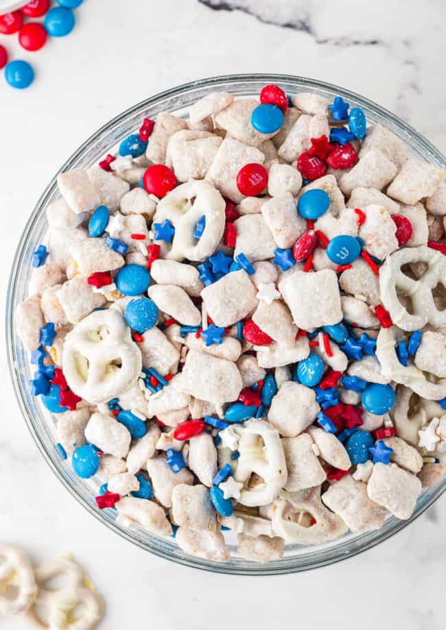 bowl of patriotic puppy chow
