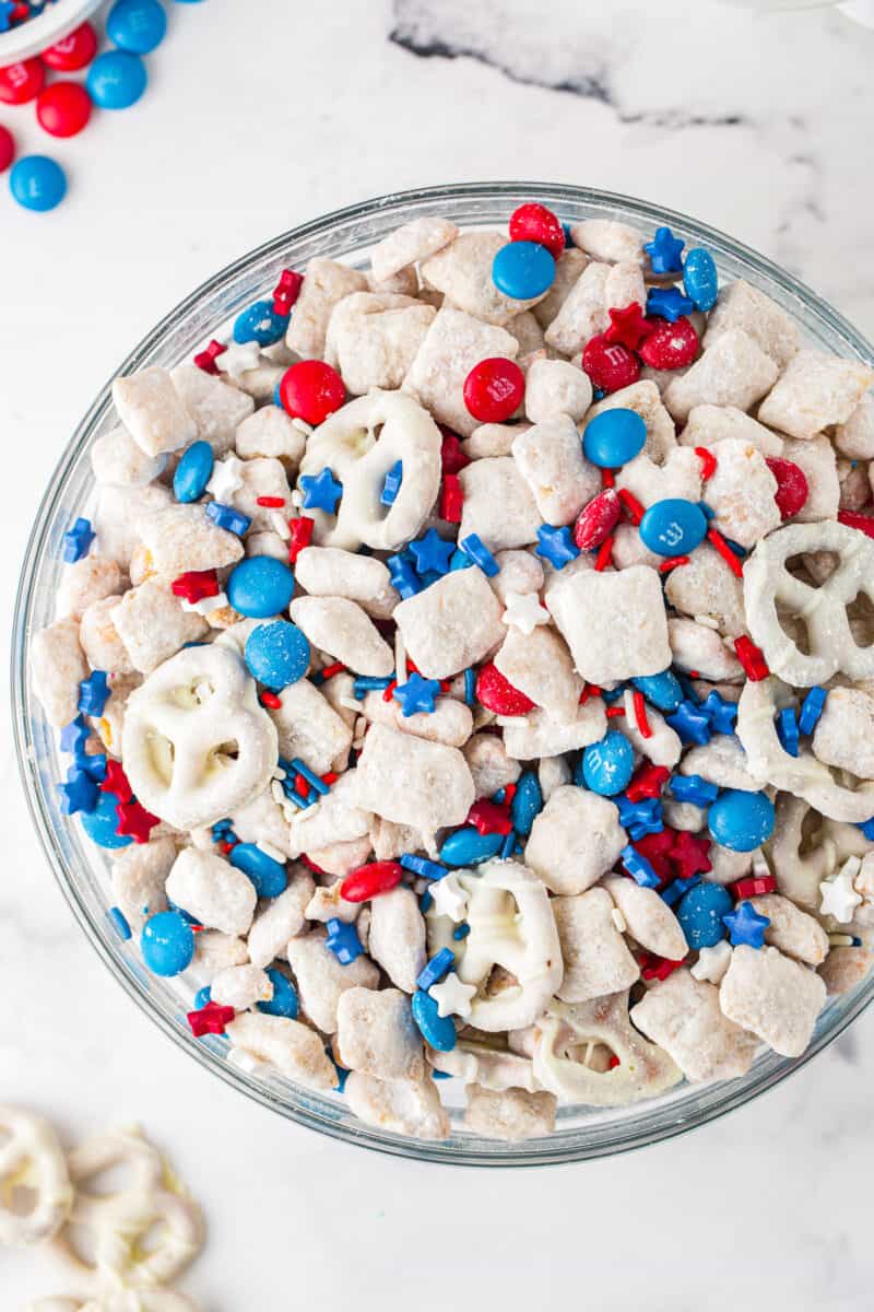 bowl of patriotic puppy chow