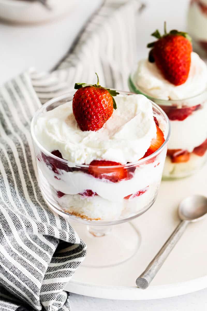 two strawberry shortcake trifles