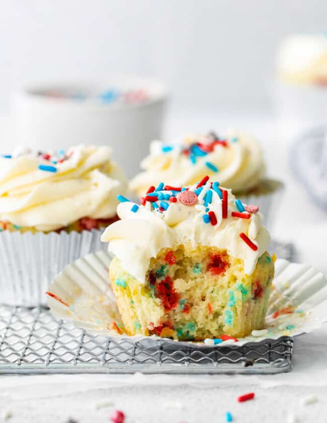bite out of 4th of july cupcake
