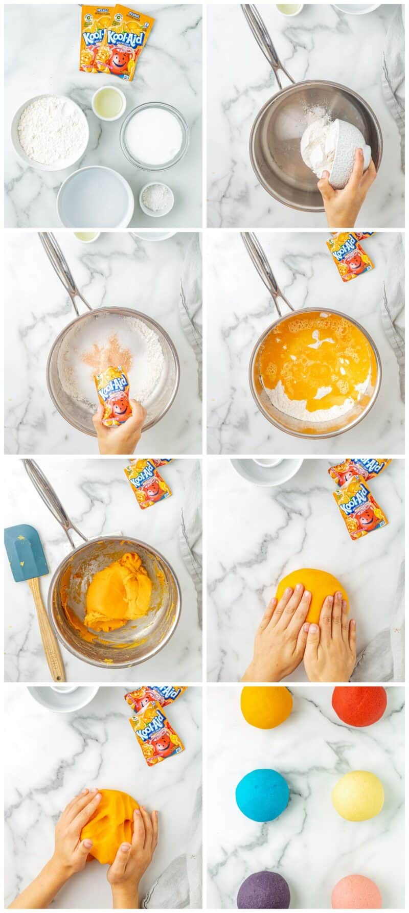 step by step photos for how to make kool-aid playdough