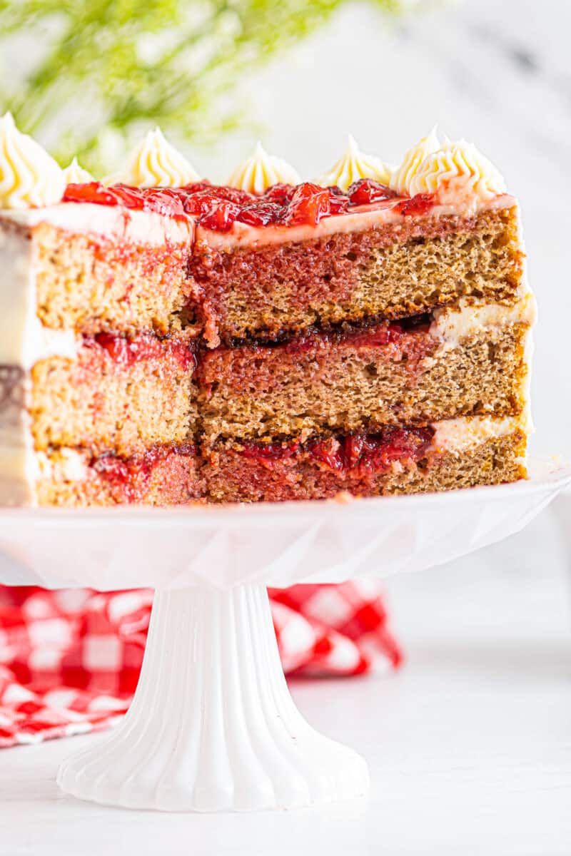 inside of strawberry layer cake