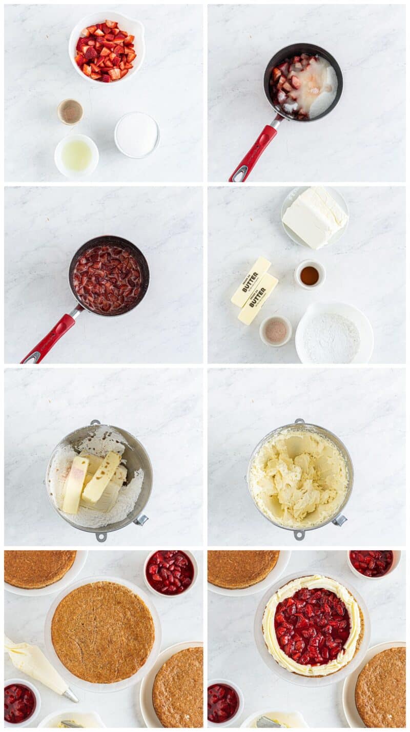 step by step photos for how to make strawberry layer cake