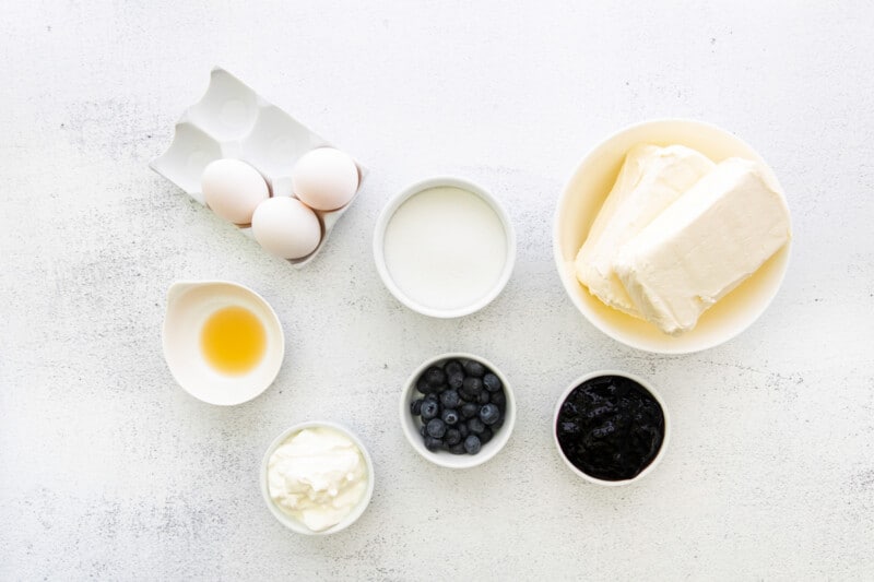 ingredients for blueberry cheesecake