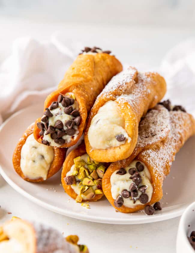stack of homemade cannolis