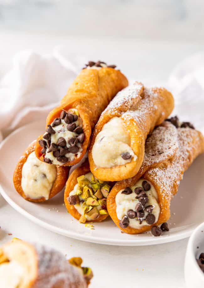 stack of homemade cannolis