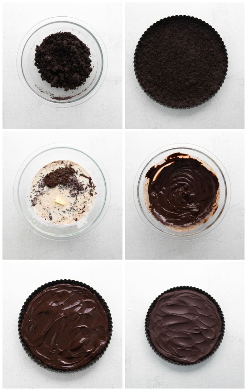 step by step photos for how to make chocolate tart.