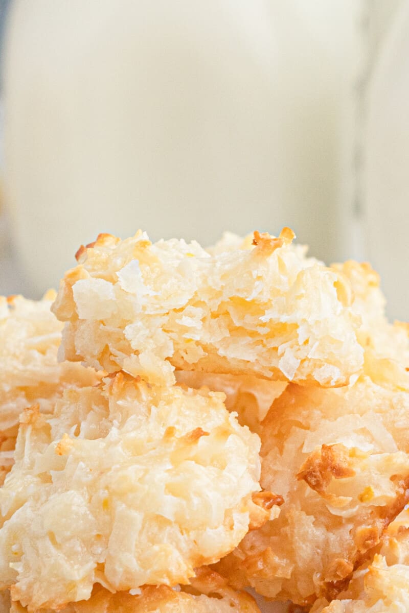 close up of coconut macaroons.