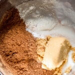 chocolate cake batter ingredients in a bowl