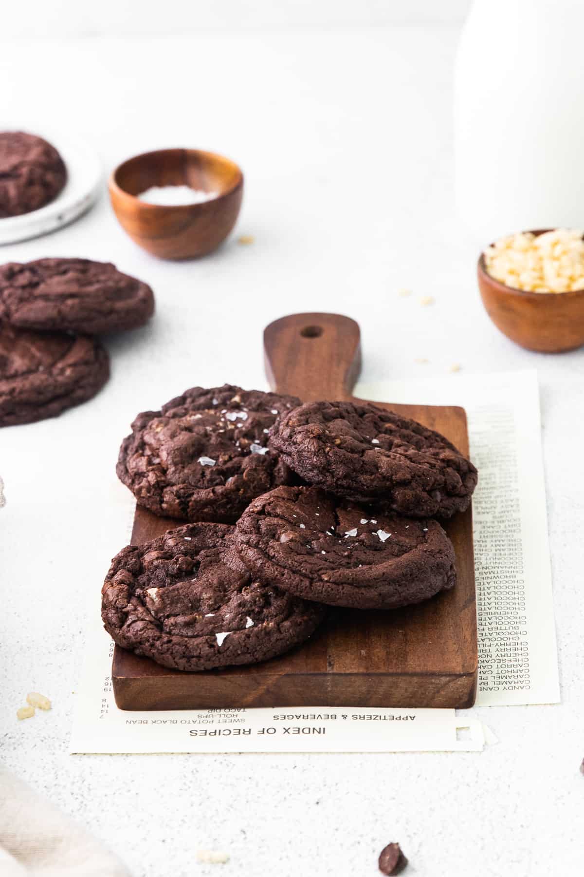 4 chocolate crunch bar cookies on cutting board