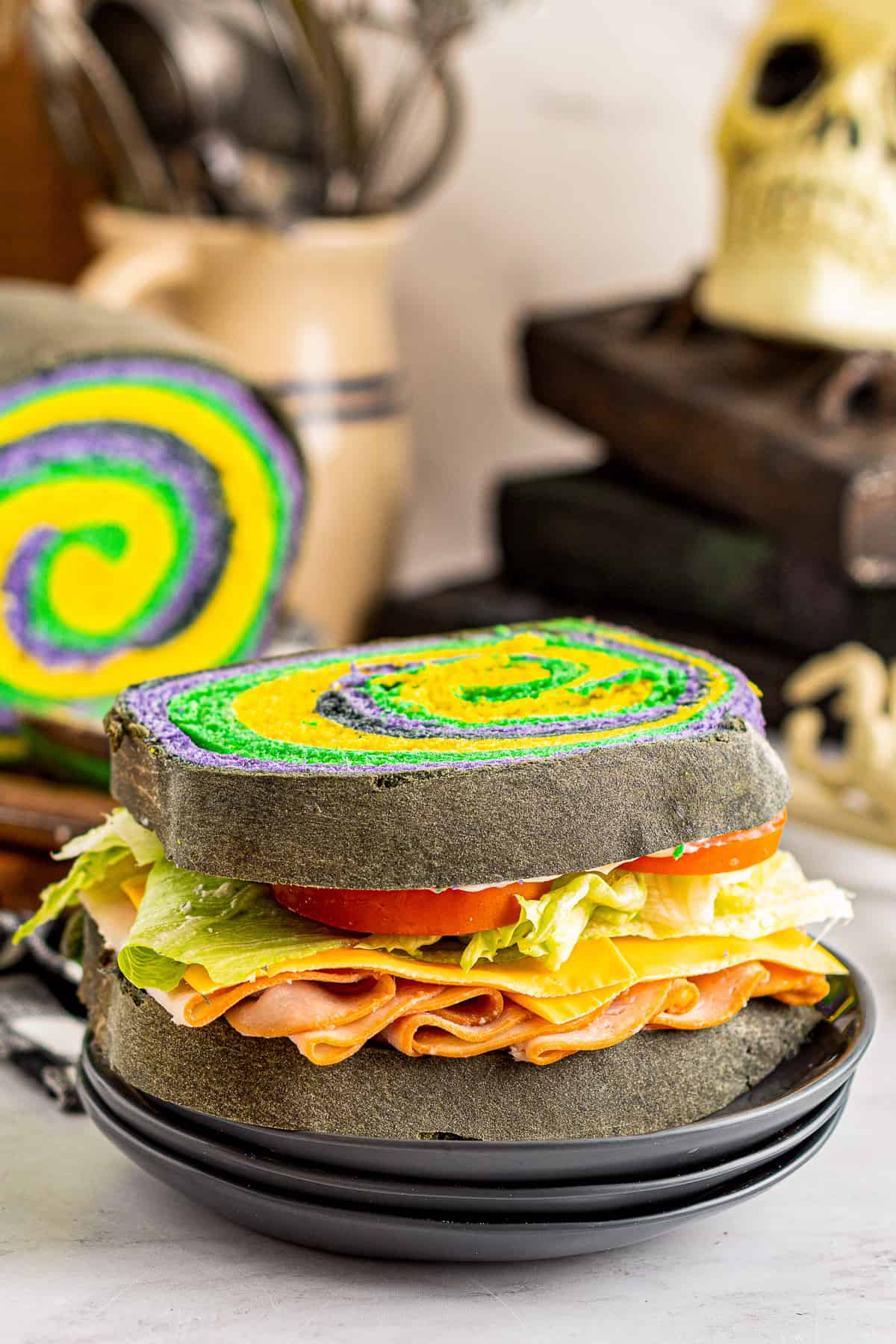 sandwich made with halloween bread