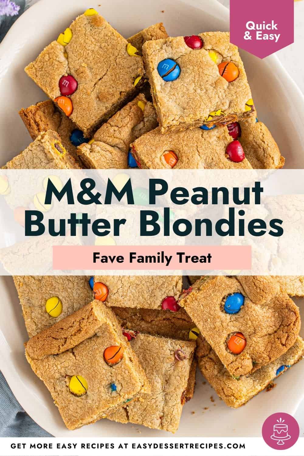 m&m peanut butter blondies pinterest