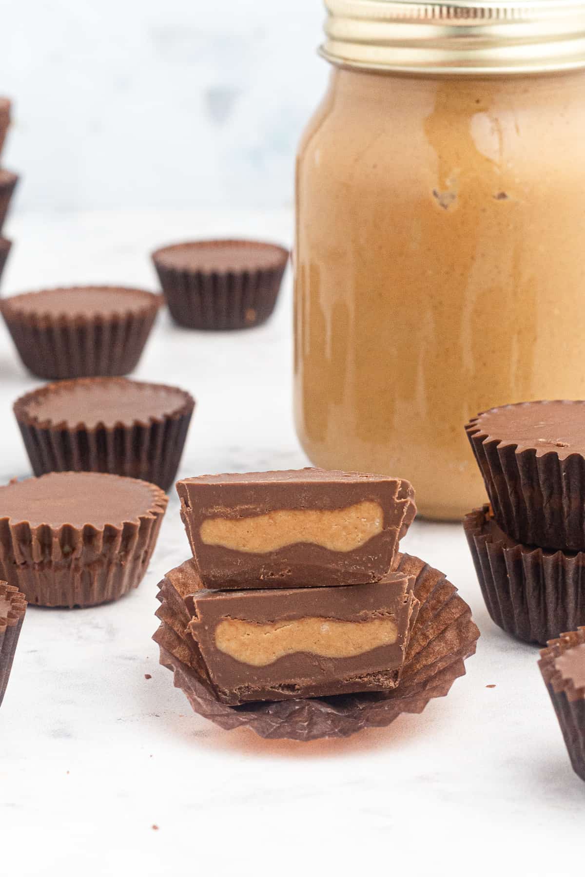 stacked homemade peanut butter cups