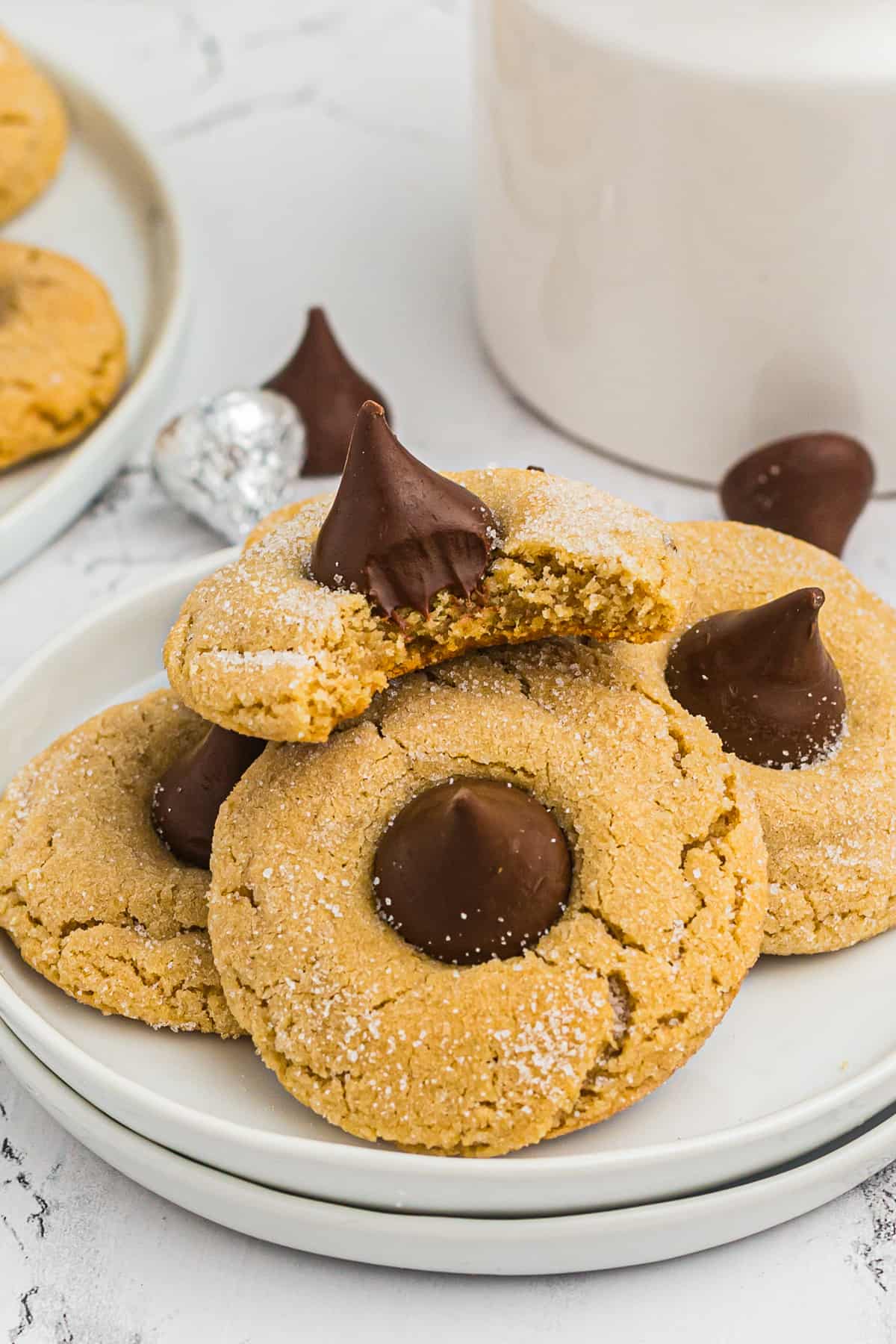 bite out of peanut butter kiss cookies