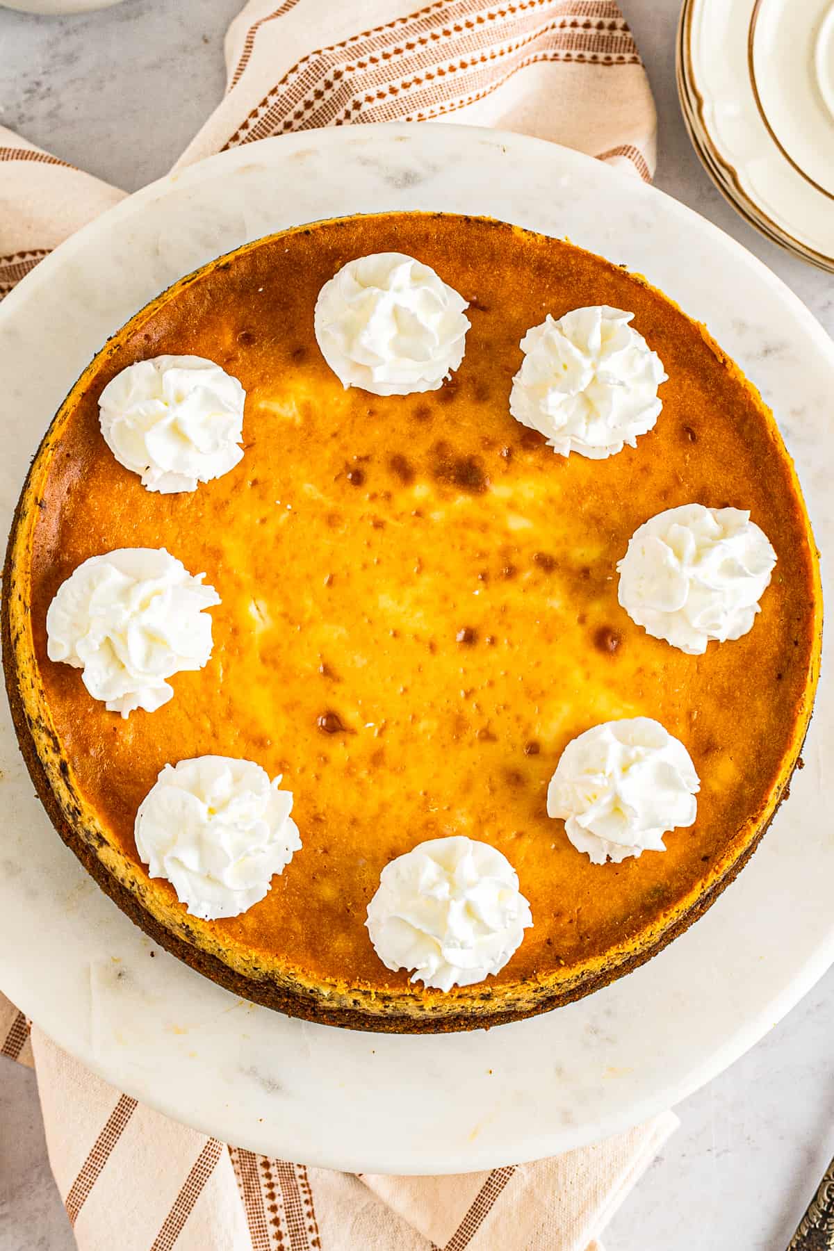 overhead pumpkin pie cheesecake