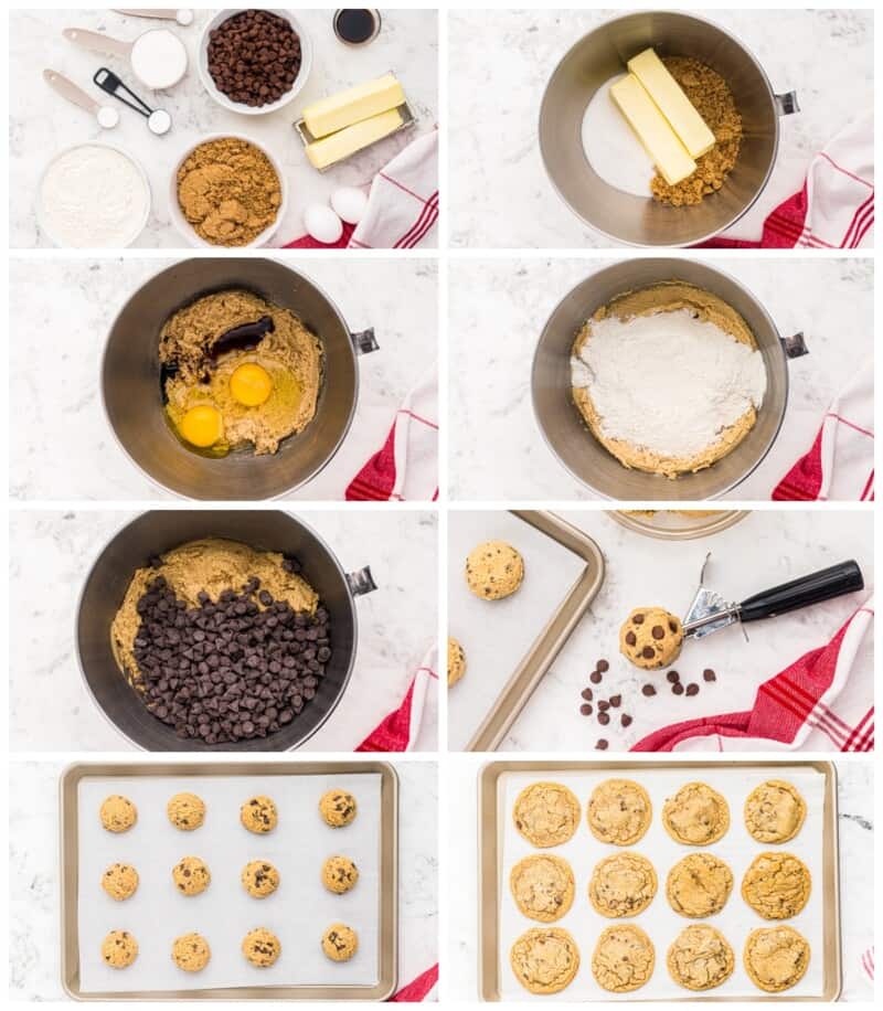 step by step photos for how to make copycat mrs fields cookies.