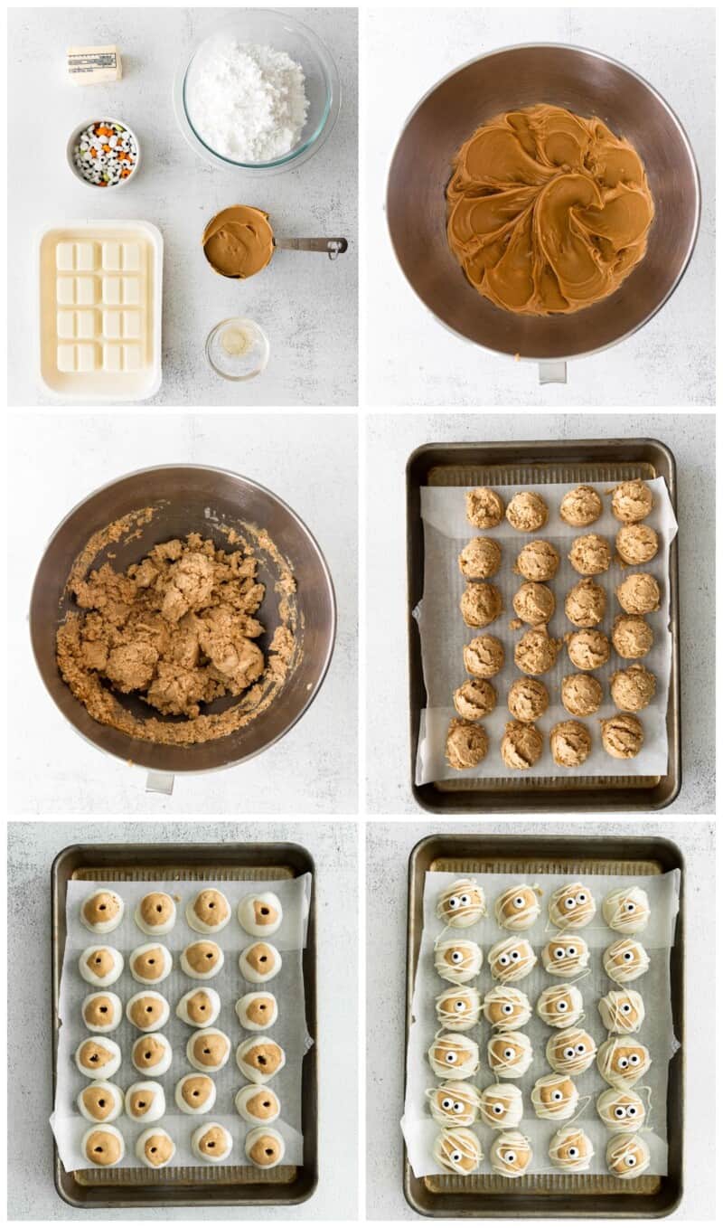 step by step photos for how to make halloween buckeyes