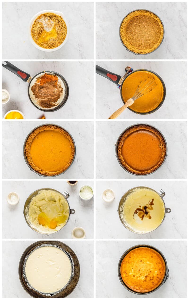 step by step photos for how to make pumpkin pie cheesecake