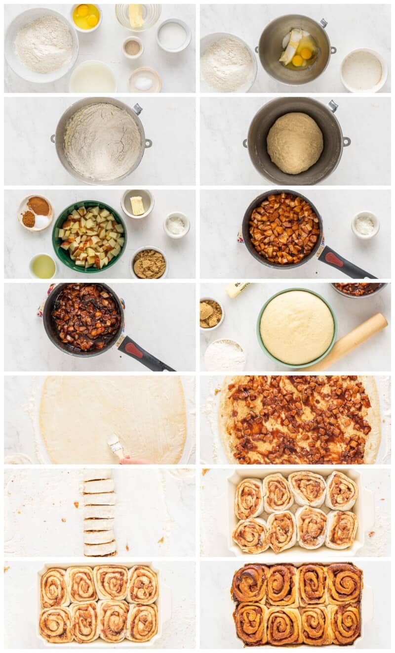step by step photos for how to make apple pie cinnamon rolls