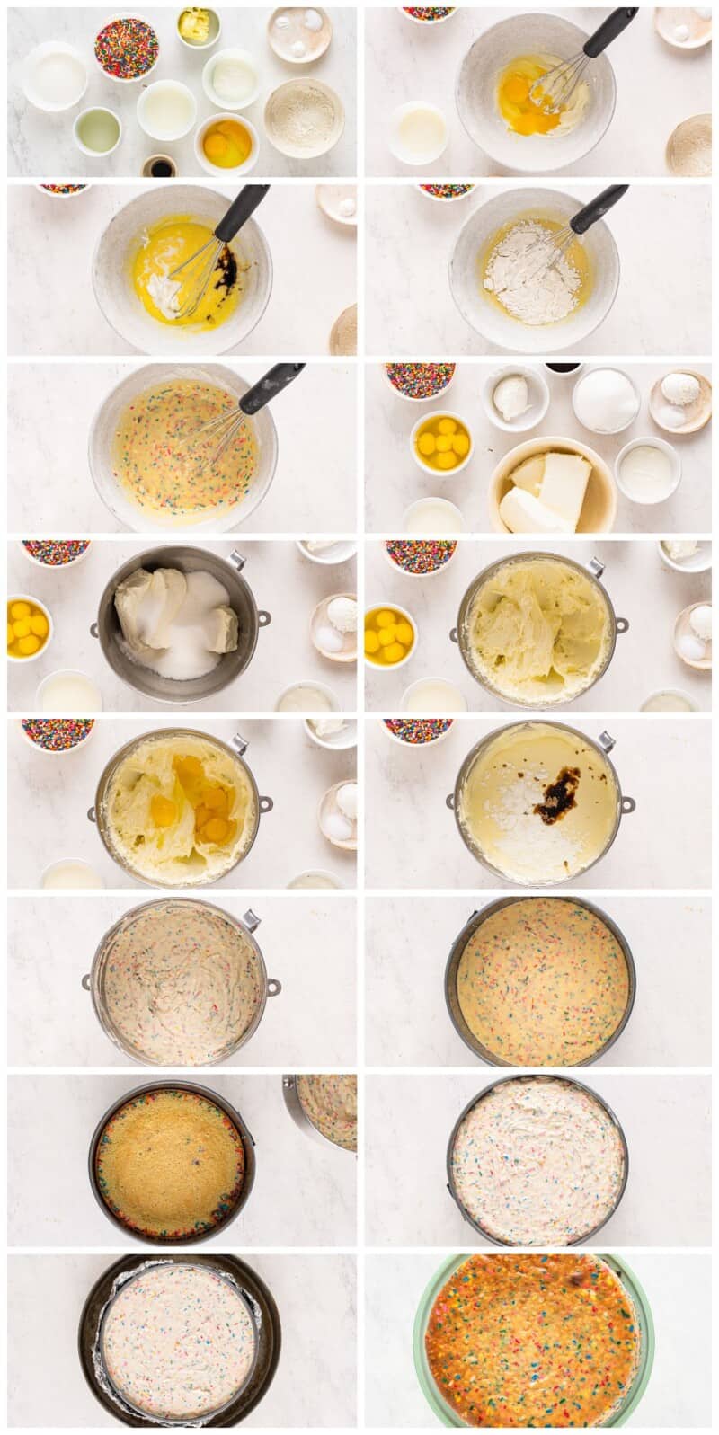 step by step photos for how to make funfetti cheesecake