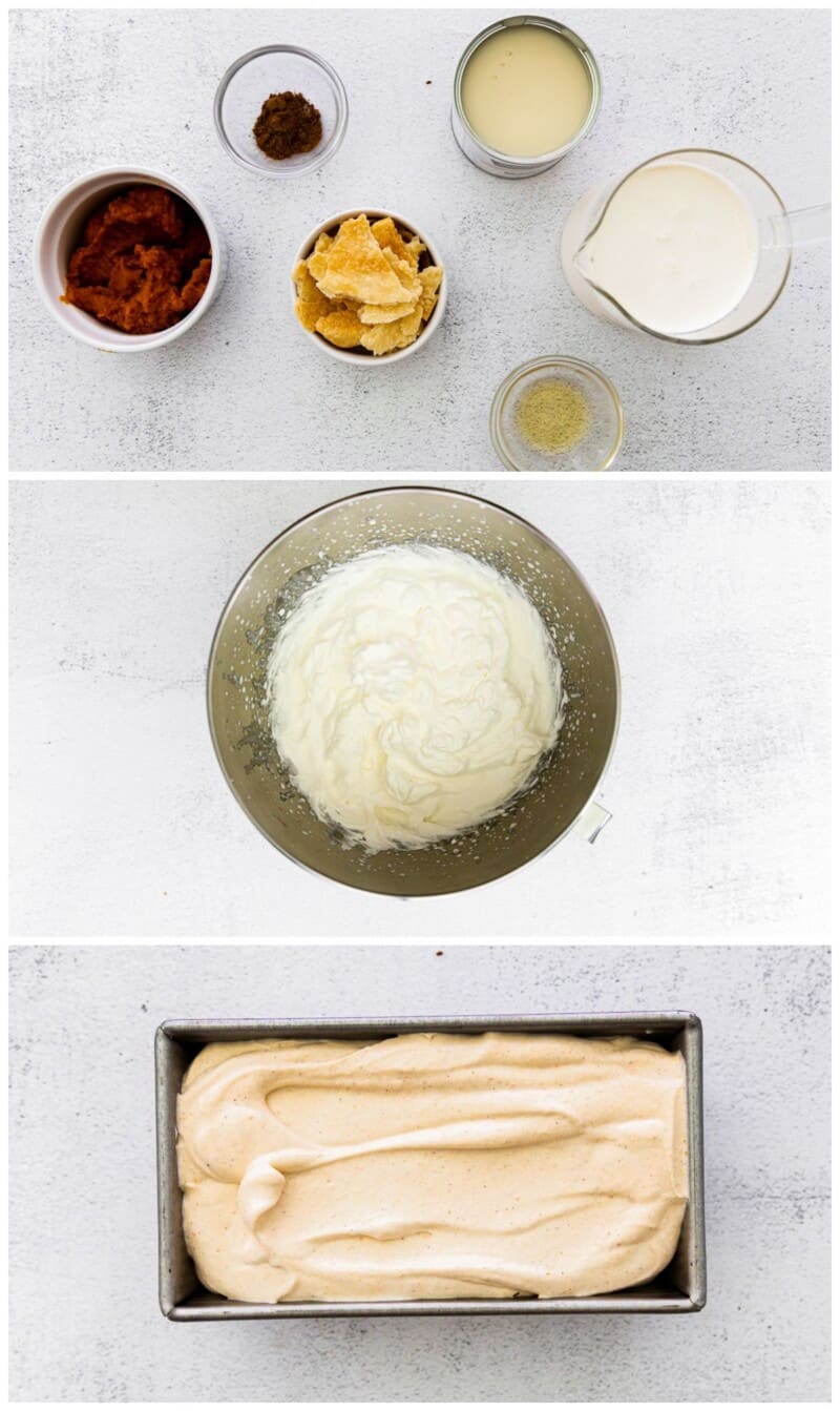 step by step photos for how to make pumpkin pie ice cream