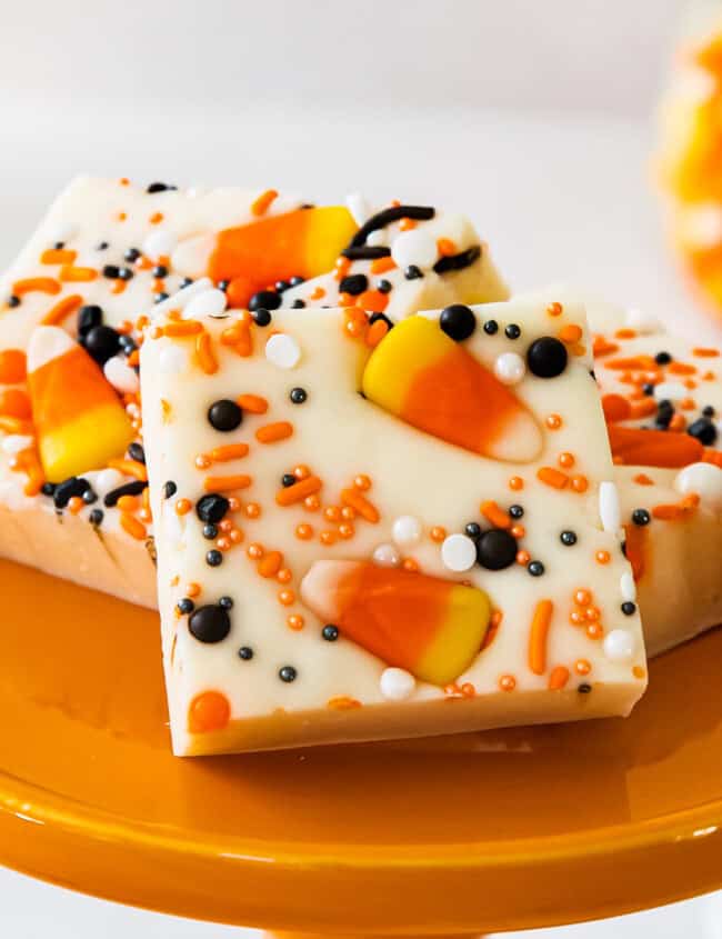 up close slices of halloween fudge