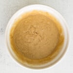 pecan pie cupcake batter after mixing in a white bowl
