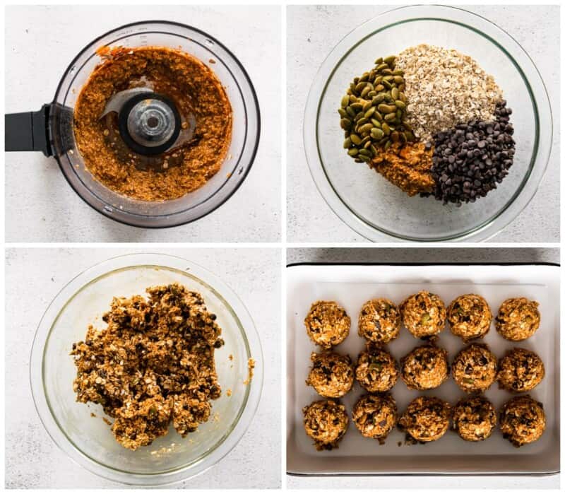 step by step photos for how to make pumpkin chocolate chip oat bites