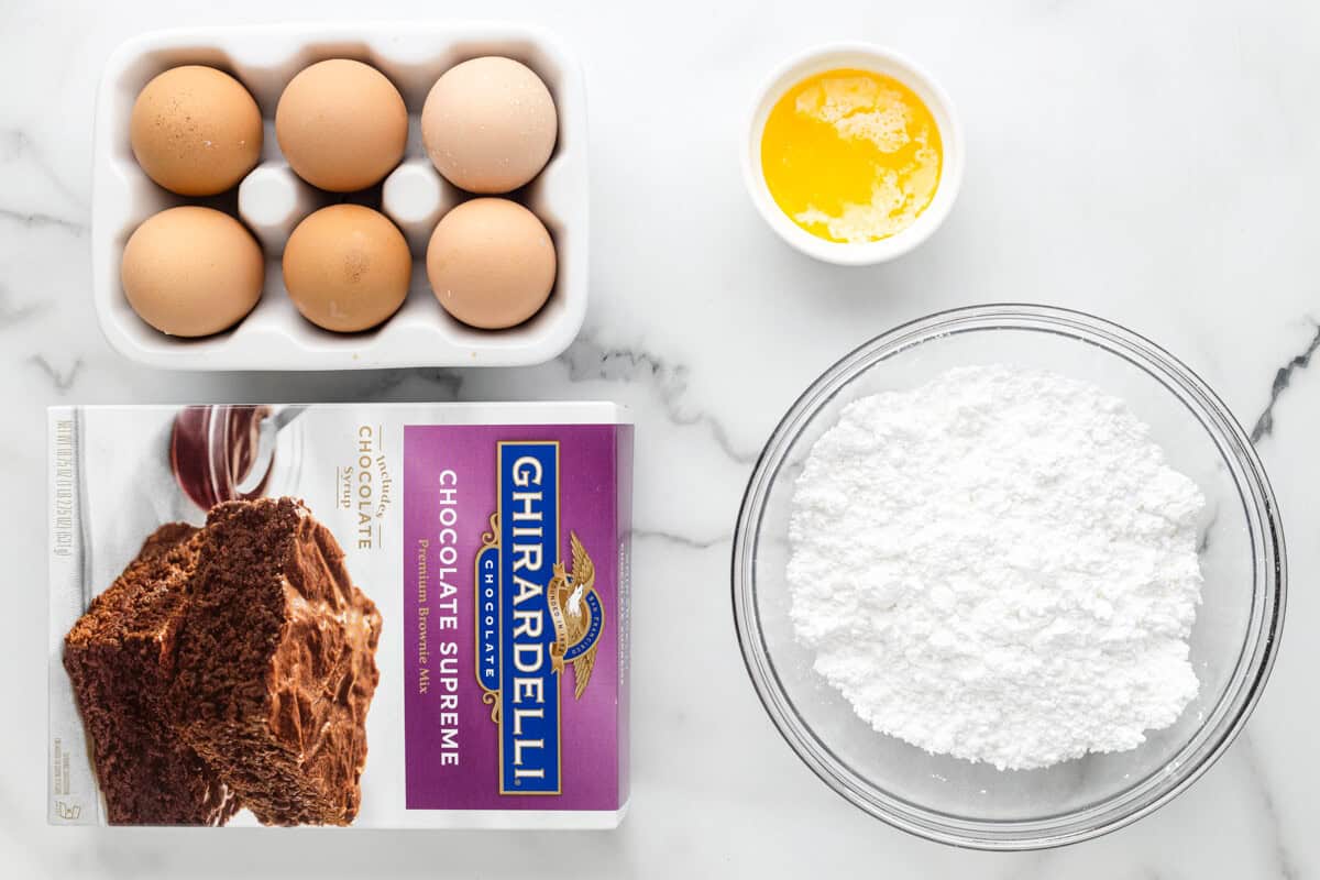ingredients for brownie mix crinkle cookies
