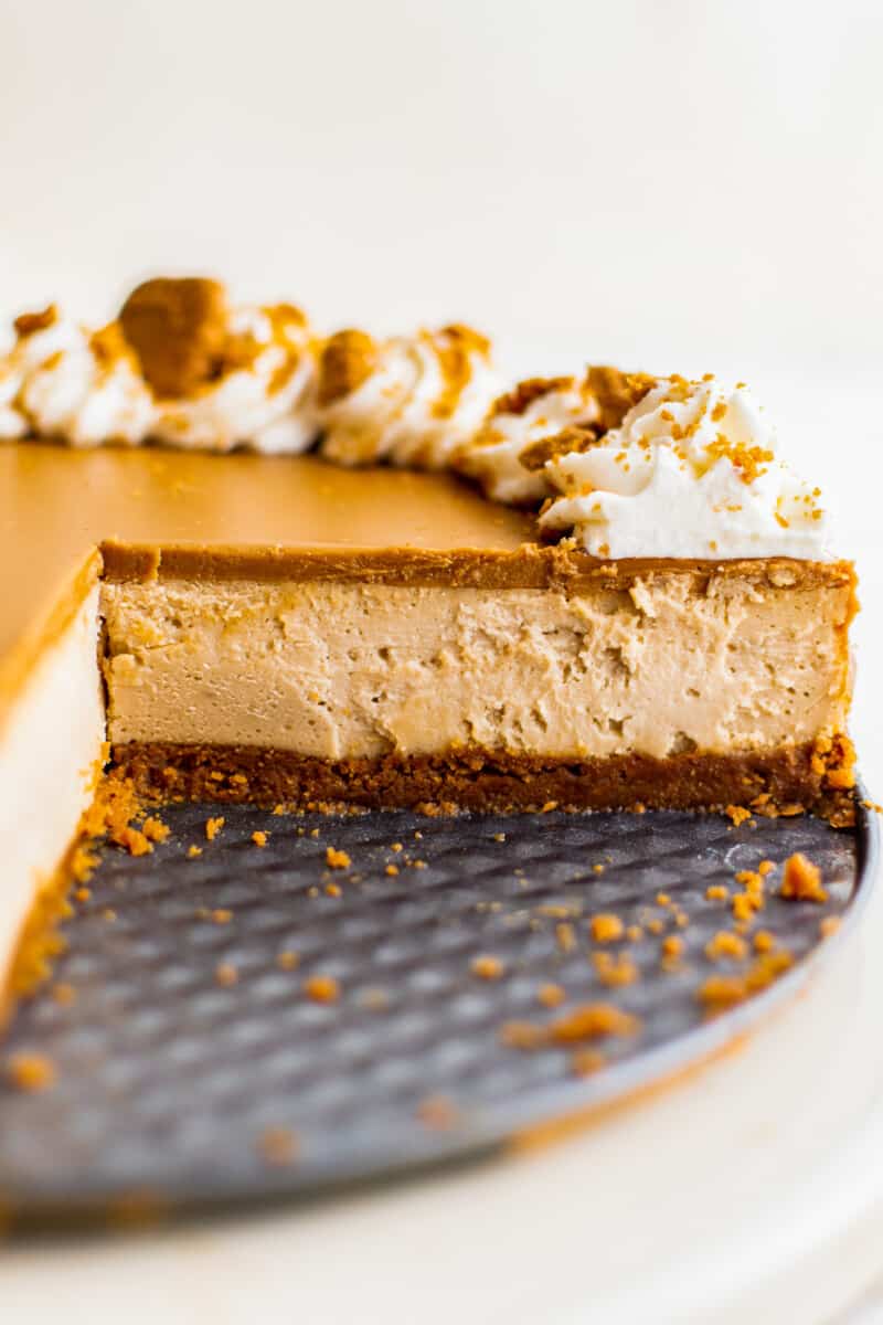 inside of biscoff cheesecake