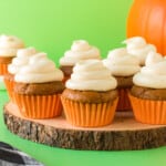 featured pumpkin cupcakes with cream cheese frosting