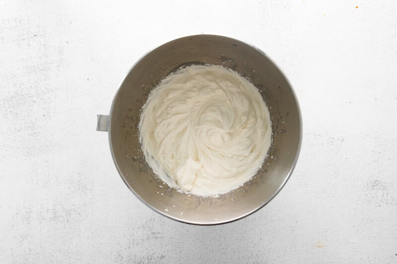 whipped cream in a metal bowl