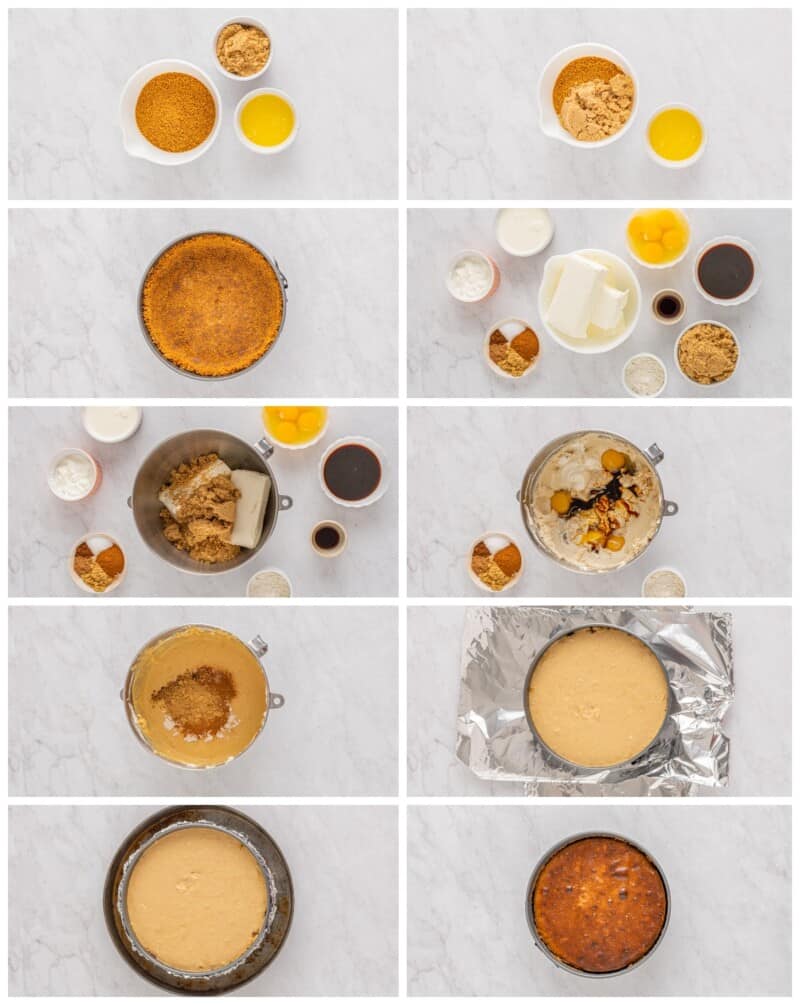 step by step photos for how to make gingerbread cheesecake.
