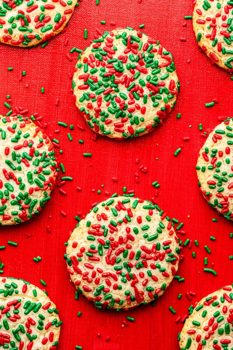 sugar cookies with red and green sprinkles