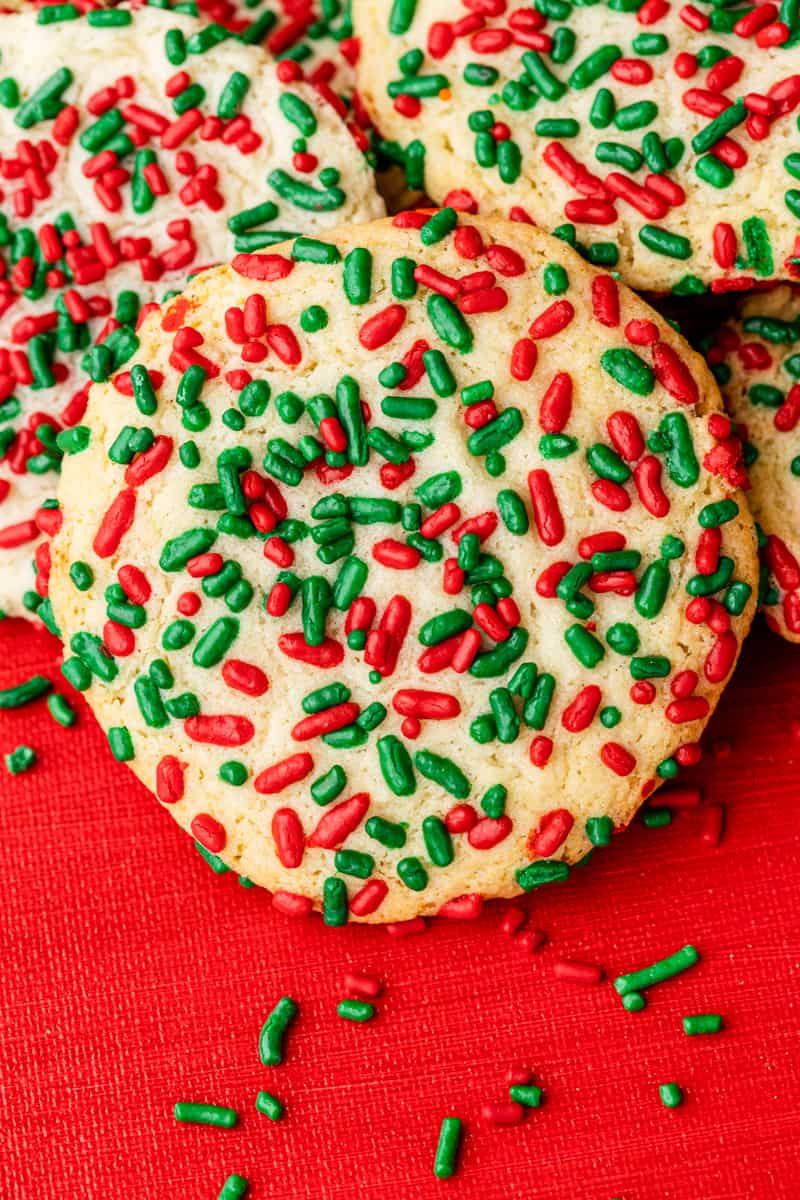 sugar cookies with red and green sprinkles